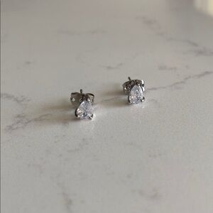 Pretty Bird • White Gold Plated Teardrop Crystal Studs